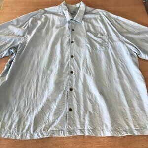 Tommy Bahama Hawaiian 100% Silk Shirt Men 3XB Blue Floral Button Up Pocket 16597
